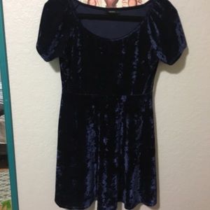 Forever 21 dark blue velvet skater dress